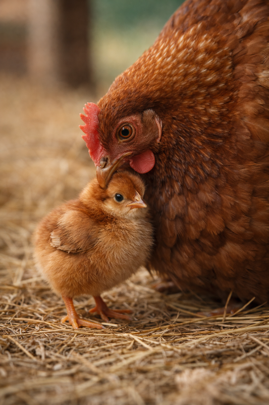 Poussin de poule brune